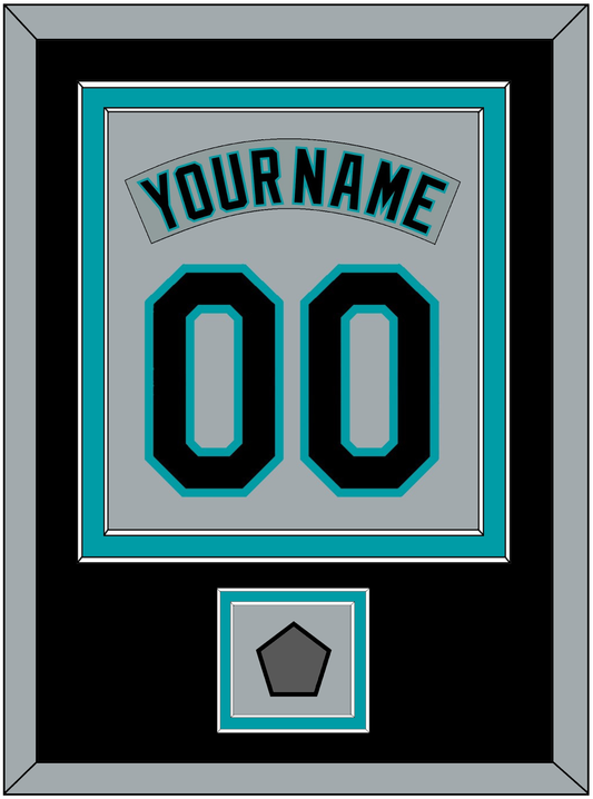 Florida Nameplate & Number Combined With World Series Patch - Road Gray (1993-2001) - Signature Tier 3