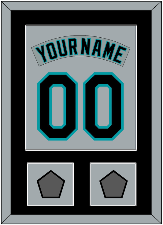 Florida Nameplate & Number Combined With 2 World Series Patches - Road Gray (1993-2001) - Essential Tier 3
