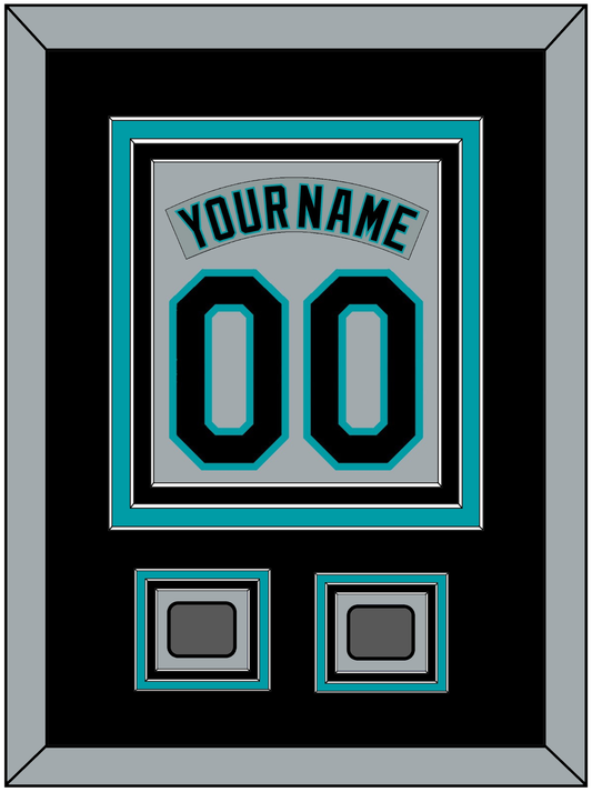 Florida Nameplate & Number Combined With 2 World Series Patches - Road Gray (1993-2001) - Premier Tier 3