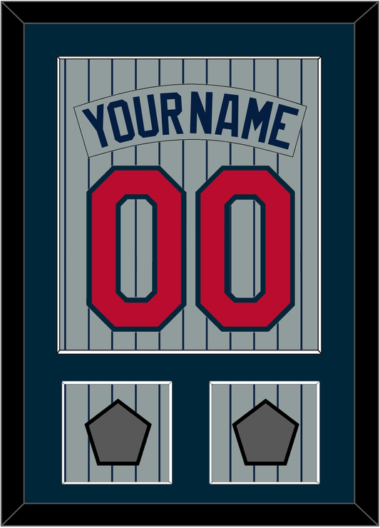 Minnesota Nameplate, Number & 2 World Series Patches - Road Gray Pinstripes (1987-2009) - Essential Tier 2