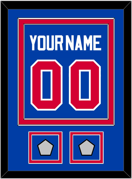 Detroit Name & Number With 2 Champions Trophy Patches - Road Blue (1981-1996) - Signature Tier 2