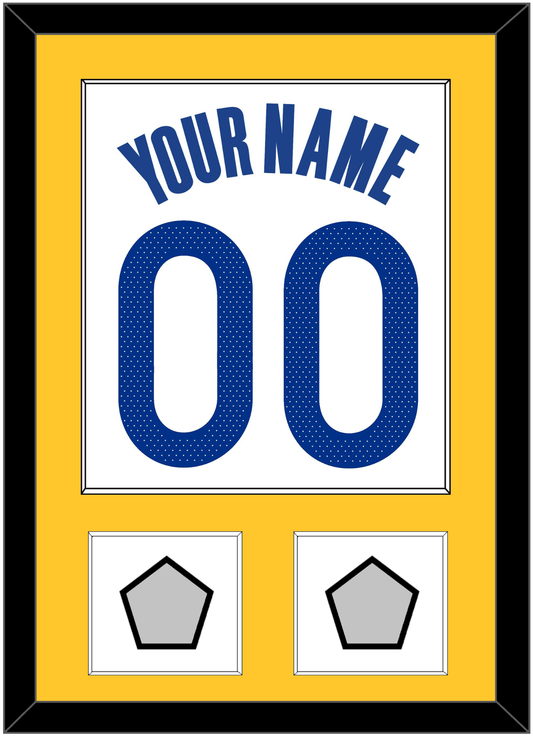 Golden State Name & Number With 2 Champions Patches - White Association - Essential Tier 2