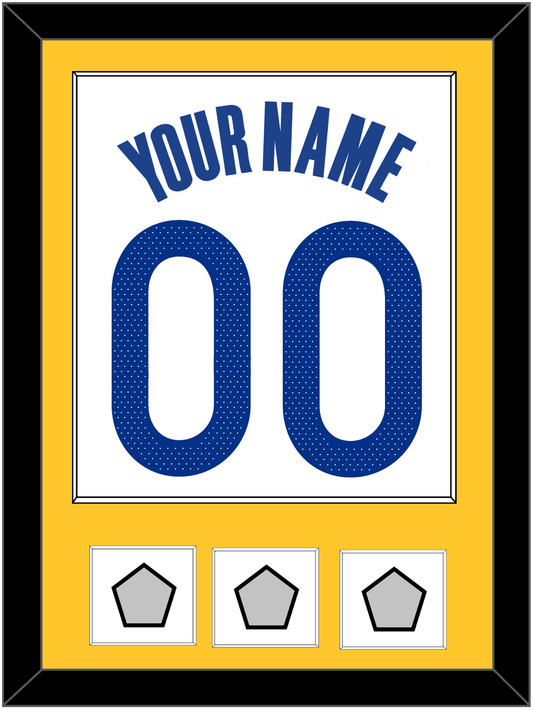Golden State Name & Number With 3 Champions Patches - White Association - Essential Tier 2