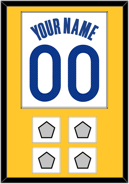 Golden State Name & Number With 4 Champions Patches - White Association - Essential Tier 2