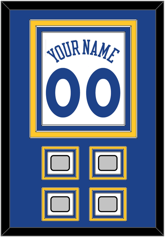Golden State Name & Number With 4 Champions Patches - Home White (2010-2019) - Premier Tier 2