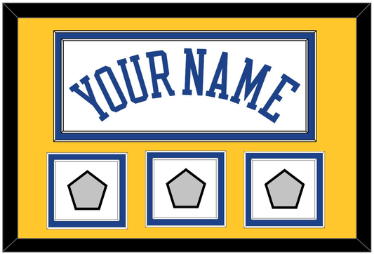 Golden State Name & 3 Champions Patches - Home White (2010-2019) - Signature Tier 3