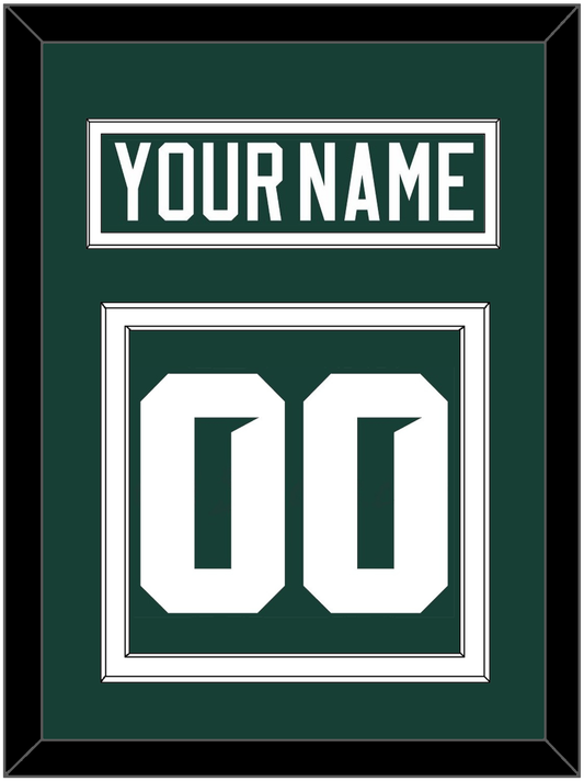 Michigan State Hockey Nameplate & Number (Back) - Road Green (2017-2019) - Signature Tier 1