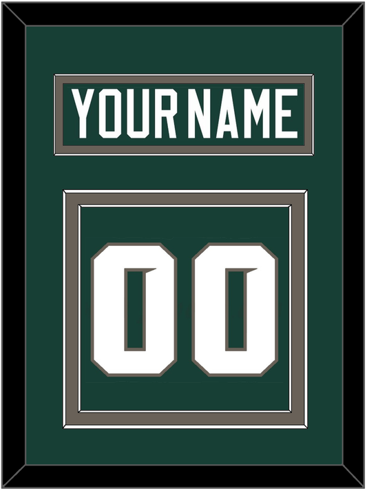Michigan State Hockey Nameplate & Number (Back) - Road Green (2006-2007) - Signature Tier 2