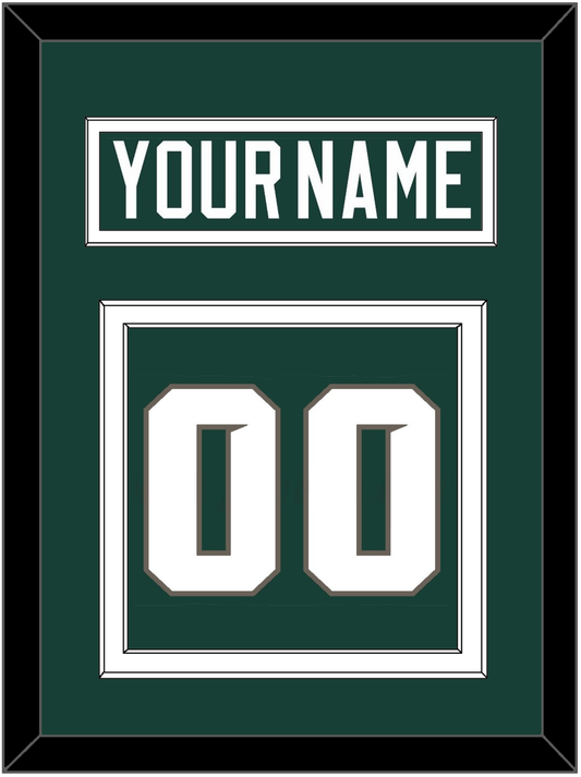 Michigan State Hockey Nameplate & Number (Back) - Road Green (2006-2007) - Signature Tier 3