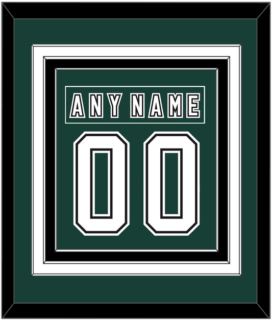 Michigan State Hockey Nameplate & Number (Back) Combined - Alternate Road Green (2006-2007) - Premier Tier 2