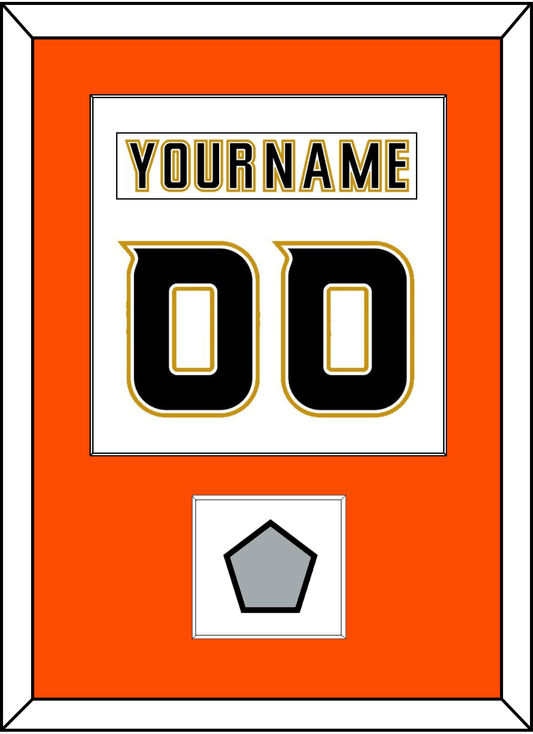 Anaheim Nameplate & Number (Back) Combined With Stanley Cup Champions Patch - Road White (2006-2014) - Essential Tier 3
