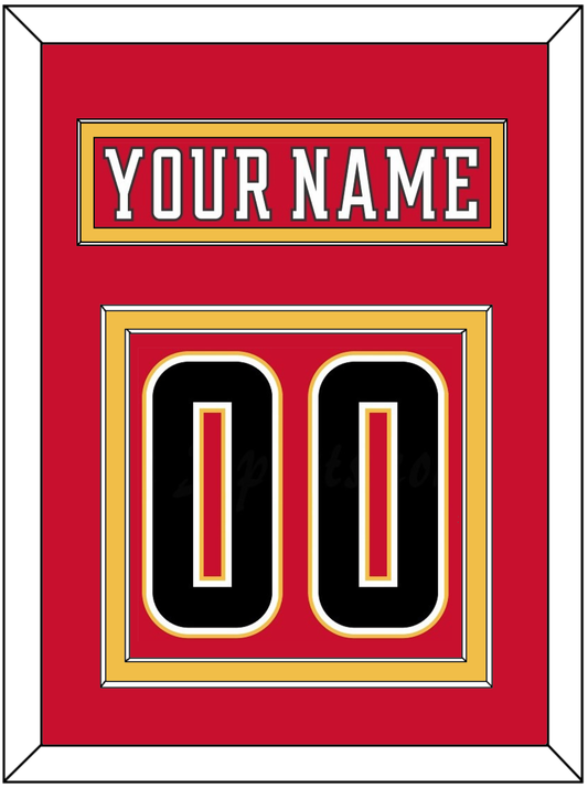 Calgary Nameplate & Number (Back) - Home Red (2017-2020) - Signature Tier 3