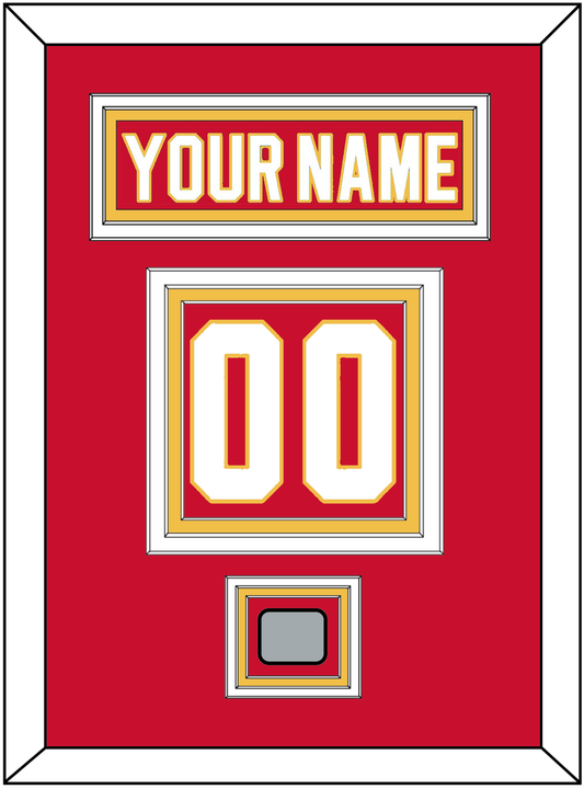 Calgary Nameplate & Number (Back) With Stanley Cup Finals Patch - Road Red (1980-1994) - Premier Tier 2