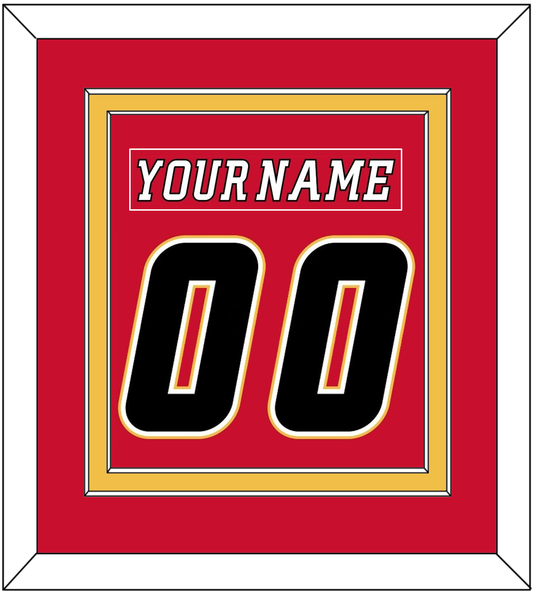 Calgary Nameplate & Number (Back) Combined - Home Red (2007-2017) - Signature Tier 3