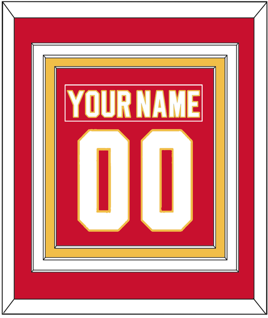 Calgary Nameplate & Number (Back) Combined - Road Red (1980-1994) - Premier Tier 2