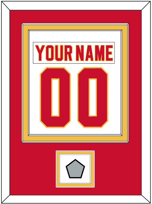 Calgary Nameplate & Number (Back) Combined With Stanley Cup Finals Patch - Home White (1980-1994) - Signature Tier 2