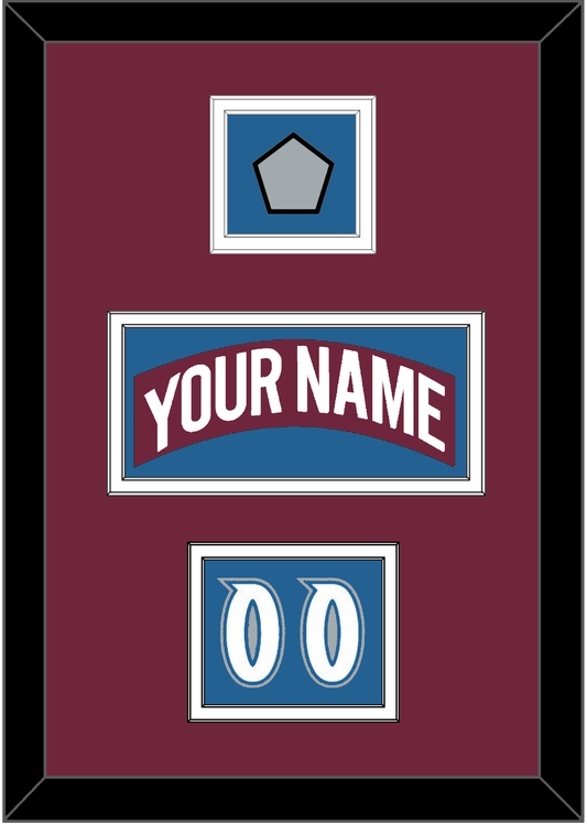 Colorado Nameplate, Number (Shoulder) & Stanley Cup Finals Patch - Road Burgundy (1999-2001) - Signature Tier 4