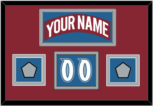 Colorado Nameplate, Number (Shoulder) & 2 Stanley Cup Finals Patches - Road Burgundy (1995-1996) - Signature Tier 4