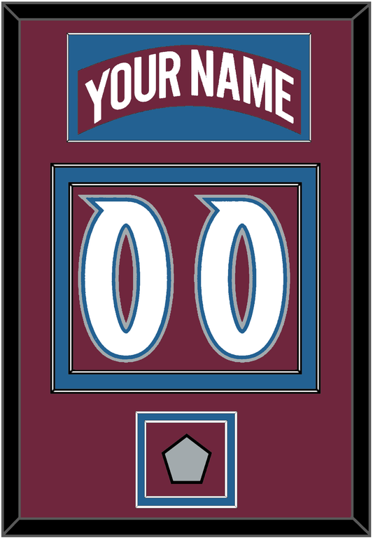 Colorado Nameplate & Number (Back) With Stanley Cup Champions Patch - Road Burgundy (1999-2001) - Signature Tier 2