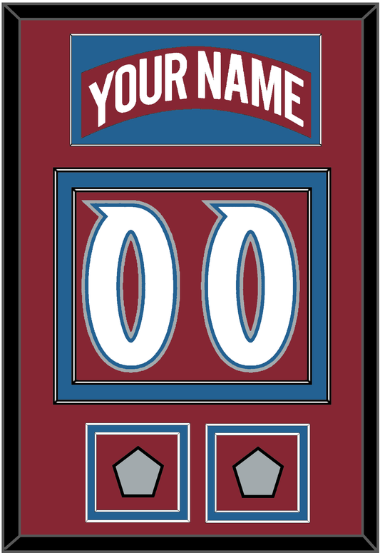 Colorado Nameplate & Number (Back) With 2 Stanley Cup Finals Patches - Road Burgundy (1995-1996) - Signature Tier 2