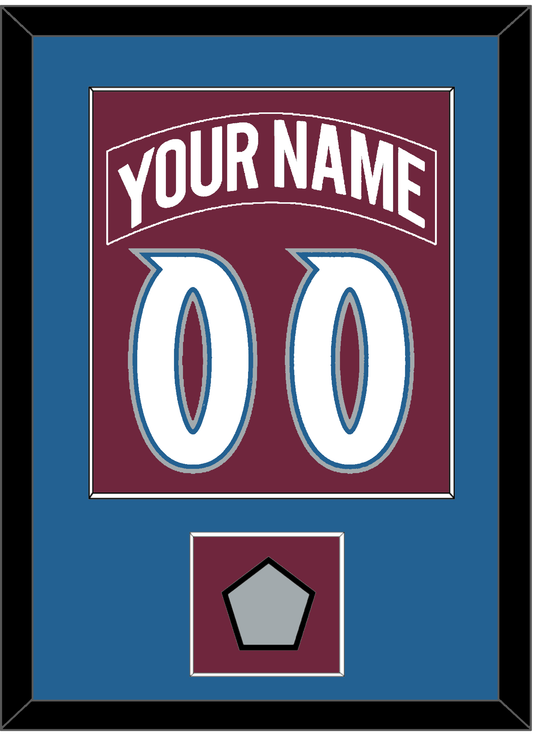 Colorado Nameplate & Number (Back) Combined, With Stanley Cup Finals Patch - Road Burgundy (1999-2001) - Essential Tier 2