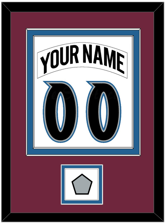 Colorado Nameplate & Number (Back) Combined, With Stanley Cup Champions Patch - Home White (1999-2001) - Signature Tier 2