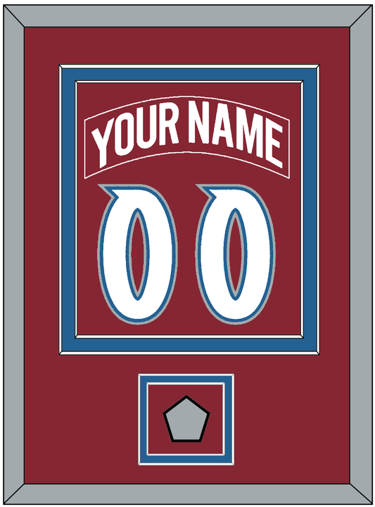 Colorado Nameplate & Number (Back) Combined, With Stanley Cup Finals Patch - Road Burgundy (1995-1996) - Signature Tier 2