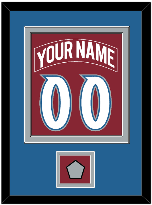 Colorado Nameplate & Number (Back) Combined, With Stanley Cup Finals Patch - Road Burgundy (1995-1996) - Signature Tier 3