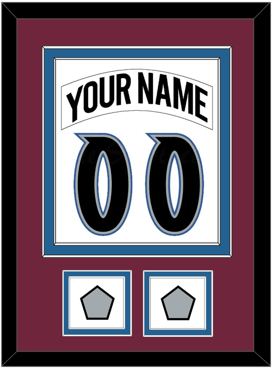 Colorado Nameplate & Number (Back) Combined, With 2 Stanley Cup Finals Patches - Home White (1999-2001) - Signature Tier 2