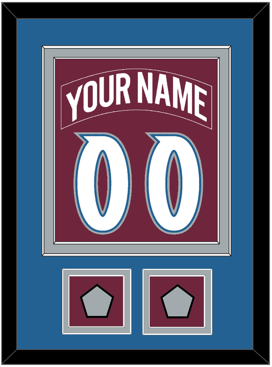 Colorado Nameplate & Number (Back) Combined, With 2 Stanley Cup Finals Patches - Road Burgundy (1999-2001) - Signature Tier 3