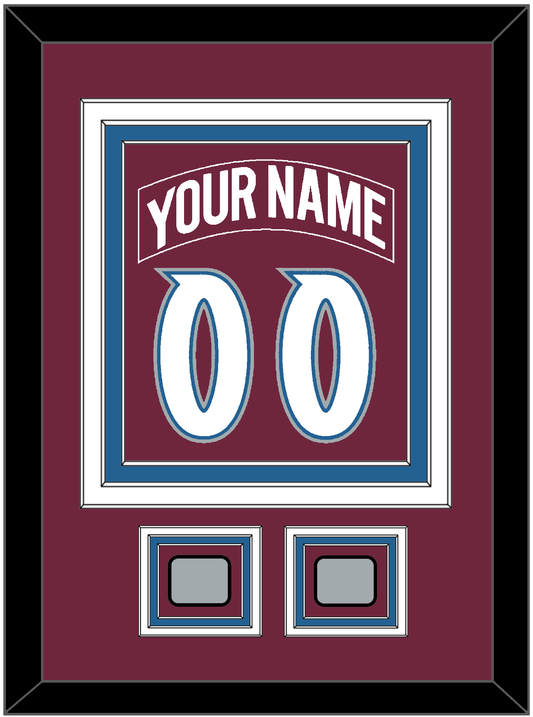 Colorado Nameplate & Number (Back) Combined, With 2 Stanley Cup Finals Patches - Road Burgundy (1999-2001) - Premier Tier 3