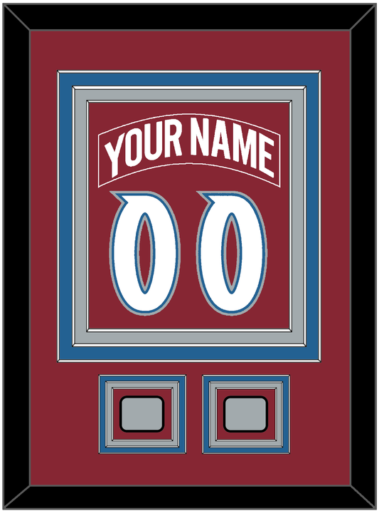 Colorado Nameplate & Number (Back) Combined, With 2 Stanley Cup Finals Patches - Road Burgundy (1995-1996) - Premier Tier 2