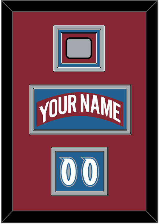 Colorado Nameplate, Number (Shoulder) & Stanley Cup Finals Patch - Road Burgundy (1995-1996) - Premier Tier 2