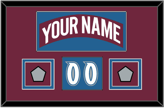 Colorado Nameplate, Number (Shoulder) & 2 Stanley Cup Finals Patches - Road Burgundy (1999-2001) - Signature Tier 2