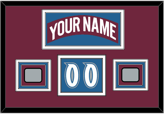 Colorado Nameplate, Number (Shoulder) & 2 Stanley Cup Finals Patches - Road Burgundy (1999-2001) - Premier Tier 3