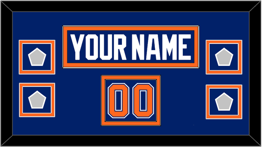 Edmonton Nameplate, Number (Shoulder) & 4 Stanley Cup Champions Patches - Road Blue (1981-1994) - Signature Tier 2