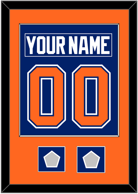 Edmonton Nameplate & Number (Back) Combined With 2 Stanley Cup Champions Patches - Road Blue (1981-1994) - Essential Tier 2