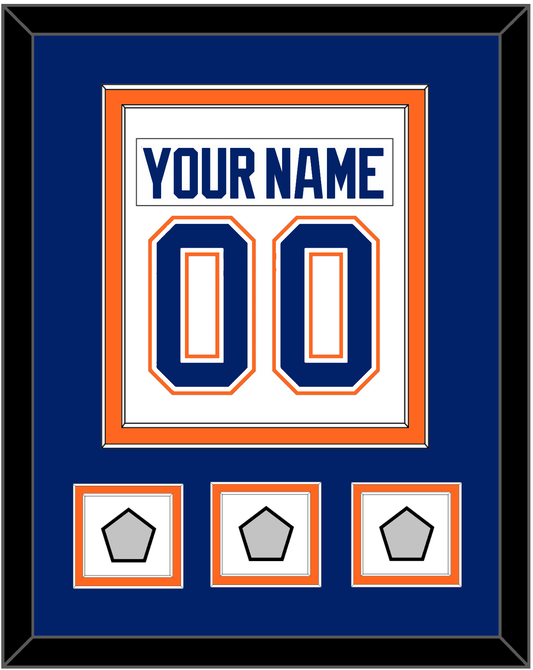 Edmonton Nameplate & Number (Back) Combined With 3 Stanley Cup Champions Patches - Home White (1981-1994) - Signature Tier 3