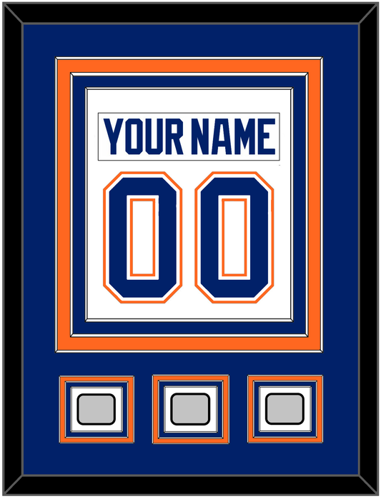 Edmonton Nameplate & Number (Back) Combined With 3 Stanley Cup Champions Patches - Home White (1981-1994) - Premier Tier 2