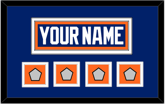 Edmonton Nameplate & 4 Stanley Cup Champions Patches - Road Blue (1981-1994) - Signature Tier 2