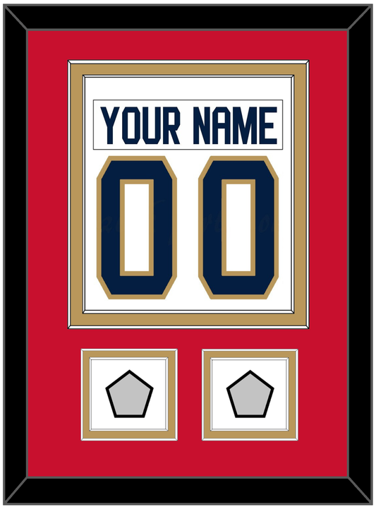 Florida Nameplate & Number (Back) Combined, With 2 Stanley Cup Champions Patches - Road White - Signature Tier 2
