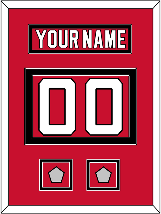New Jersey Nameplate & Number (Back) With 2 Stanley Cup Finals Patches - Road Red (1992-2007) - Signature Tier 2
