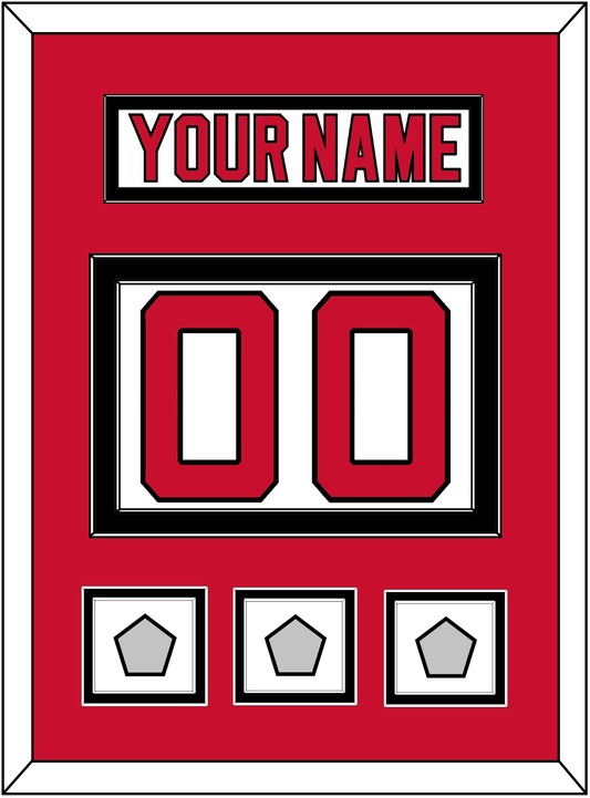 New Jersey Nameplate & Number (Back) With 3 Stanley Cup Finals Patches - Home White (1992-2007) - Signature Tier 2