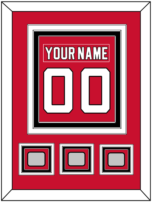 New Jersey Nameplate & Number (Back) Combined, With 3 Stanley Cup Finals Patches - Road Red (1992-2007) - Premier Tier 2