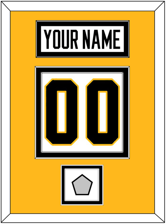 Pittsburgh Nameplate, Number (Back) & Stanley Cup Champions Patch - Home White (1988-1992) - Signature Tier 4