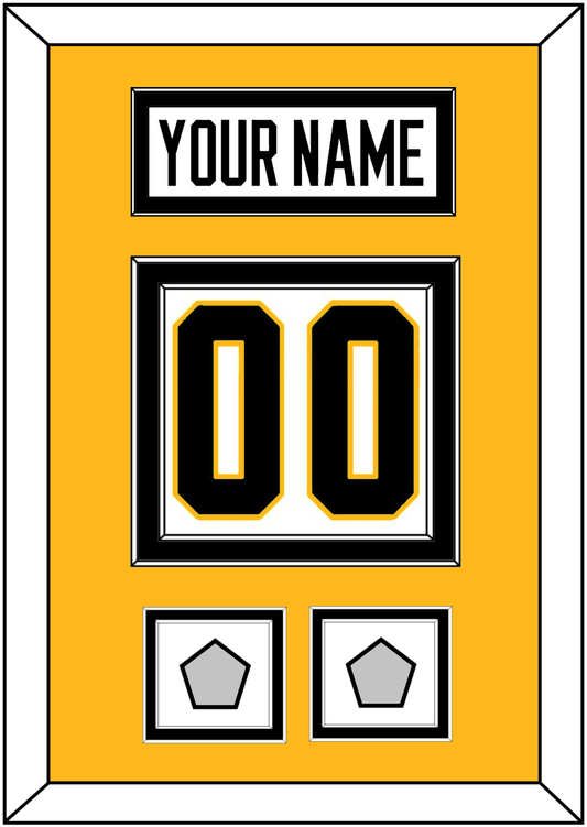 Pittsburgh Nameplate & Number (Back) With 2 Stanley Cup Champions Patches - Road White - Signature Tier 4