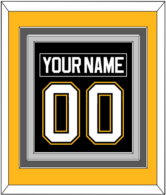 Pittsburgh Nameplate & Number (Back) Combined - Road/Alternate Black (1995-2002) - Premier Tier 3