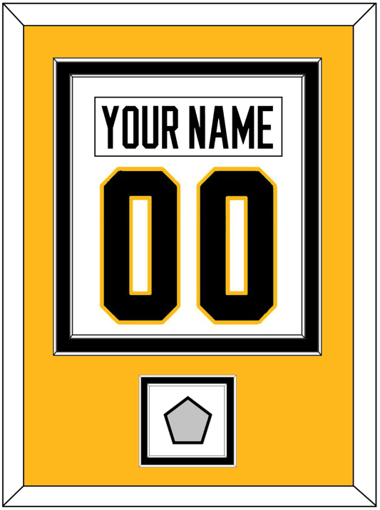 Pittsburgh Nameplate & Number (Back) Combined, With A Stanley Cup Champions Patch - Road White - Signature Tier 4