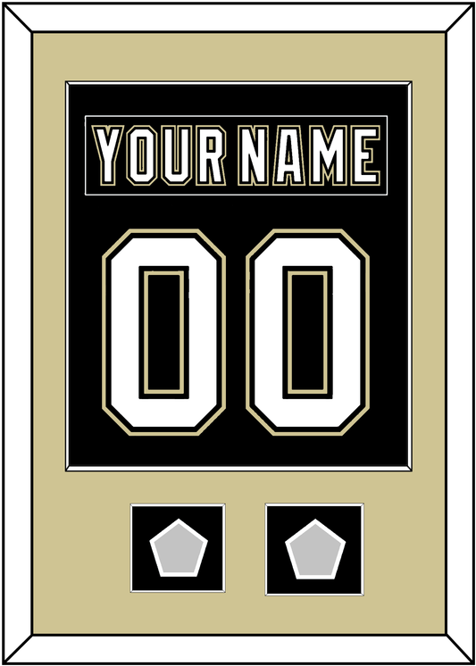 Pittsburgh Nameplate & Number (Back) Combined, With 2 Stanley Cup Champions Patches - Home Black (2007-2016) - Essential Tier 2