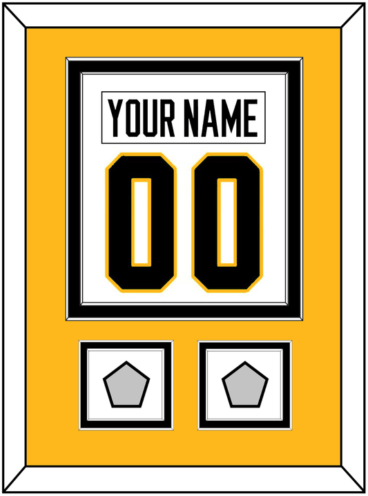 Pittsburgh Nameplate & Number (Back) Combined, With 2 Stanley Cup Finals Patches - Road White - Signature Tier 4